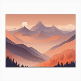 Misty mountains horizontal background in orange tone 120 Canvas Print