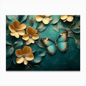 Butterfly And Flowers Canvas Print