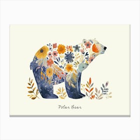 Little Floral Polar Bear 1 Poster Canvas Print