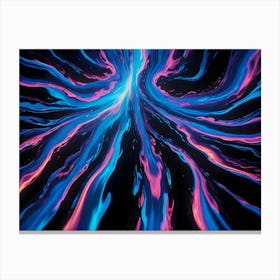 Abstract Image Of A Twisting, Swirling Stream Of Blue And Pink Light Against A Dark Background Canvas Print