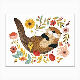 Little Floral Sea Otter 3 Canvas Print