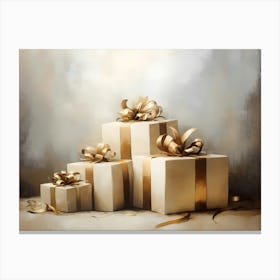 Three Gold Gift Boxes Canvas Print