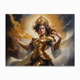 Woman In Golden Armor 1 Canvas Print