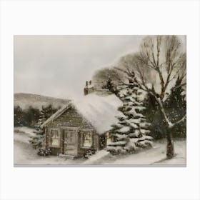 Cottage In The Snow  Canvas Print