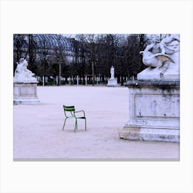 Lonely Green Chair - Original Paris Street Photography Canvas Print