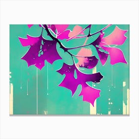 Purple Leaves On A Branch Canvas Print