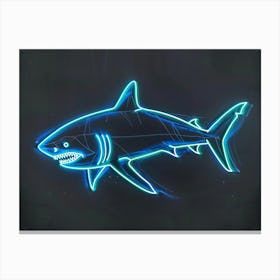 Blue Neon Great White Shark 6 Canvas Print