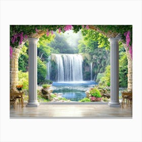 Waterfall In The Garden 1 Canvas Print