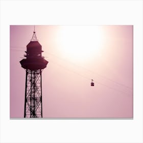 Pink Cable Car - Barcelona Spain Canvas Print