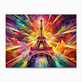 Eiffel Tower With Colorful Abstract Background Canvas Print