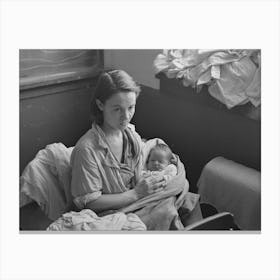 Woman And Child, Flood Refugees In Schoolhouse, Sikeston, Missouri By Russell Lee Canvas Print