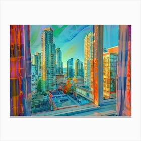 Vancouver From The Window View Painting 2 Canvas Print