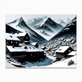 Village In Winter Canvas Print