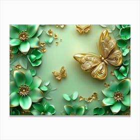 Emerald Green Butterflies Canvas Print