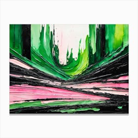 Abstract Landscape Pink Green Painting 1 Canvas Print