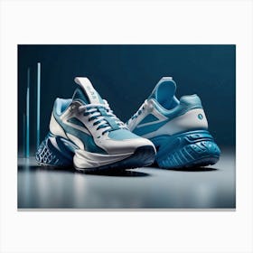 Product Shot Blue And White Sneakers Canvas Print