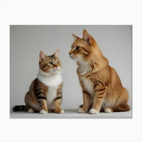 Cats On White 3 Canvas Print