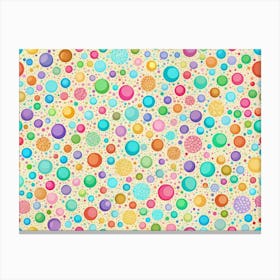 Colorful Bubble Pattern: A Seamless Pattern Of Multicolored Bubbles On A Beige Background Canvas Print