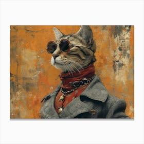 Absurd Bestiary: From Minimalism to Political Satire.Steampunk Cat Canvas Print