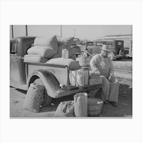 Peanut Man At Livestock Auction, San Angelo, Texas By Russell Lee Canvas Print