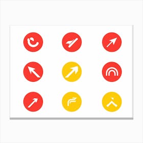 An Abstract Set Of Flat Design Navigation Icons Consisting Of Pointer With Red And Yellow Color Sche (1) Canvas Print