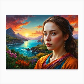 Girl In The Orange Dress Canvas Print