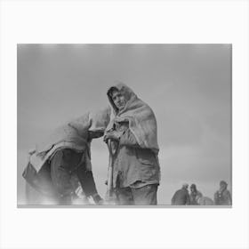 Untitled Photo, Possibly Related To Levee Worker During The Flood, On A Raw Day With A Thirty Mile Wind, These Men Canvas Print