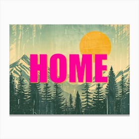 Pink And Gold Home Poster Landscape Forest Illustration 3 Canvas Print