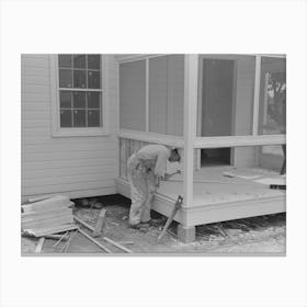 Southeast Missouri Farms Project, House Erection, Placing Bulkhead On Rear Screen Porches By Russell Lee Canvas Print