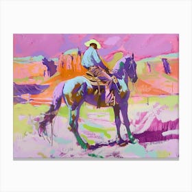 Neon Cowboy In Red Rock Canyon Nevada 1 Painting Canvas Print