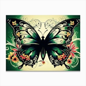 Butterfly With Flowers 1 Canvas Print