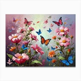 Butterflies And Flowers 2 Canvas Print