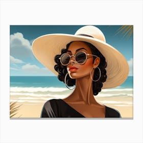 Illustration of an African American woman at the beach 69 Canvas Print