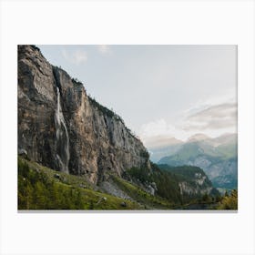 Waterfall Switzerland with rainy weather Canvas Print