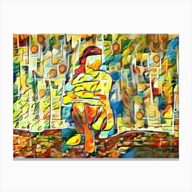 Woman Sitting On A Bench Canvas Print