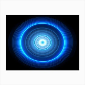 Blue Neon Circle With Glowing Rings 1 Canvas Print