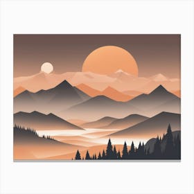 Misty mountains horizontal background in orange tone 94 Canvas Print