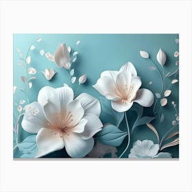 3d With Simple Floral Painting Light Blue 1 Toile