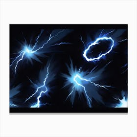 Abstract Blue Lightning Bolts On A Black Background 1 Canvas Print