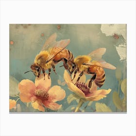 Floral Animal Illustration Honey Bee 3 Canvas Print