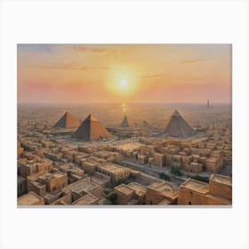 Sunset at Giza Pyramids Canvas Print