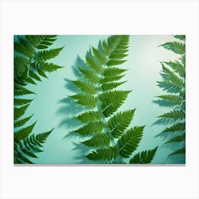 A Background Image Of Green Fern Leaves Arranged On A Light Green Background, Creating A Natural, Organic, And Refreshing Composition Canvas Print