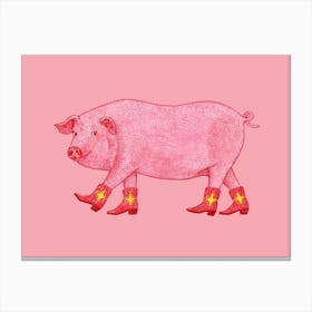 Marjorie The Cowgirl Pig Canvas Print
