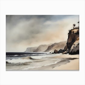 Vintage Coastal Seaside Painting (27) Canvas Print