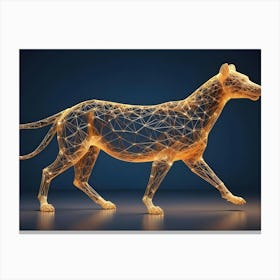 A 3d Rendering Of A Stylized Cheetah Or Wild Cat Created From A Network Of Glowing Orange Lines Canvas Print