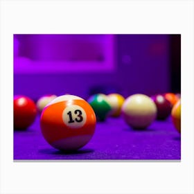 Billiard Balls In A Pool Table Canvas Print