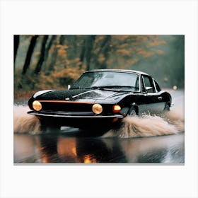 Classic Car In The Rain Canvas Print