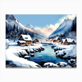 Christmas Winter Village 2 Canvas Print