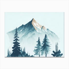 Mountain And Forest In Minimalist Watercolor Horizontal Composition 5 Canvas Print