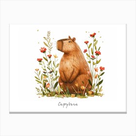 Little Floral Capybara 2 Poster Canvas Print
